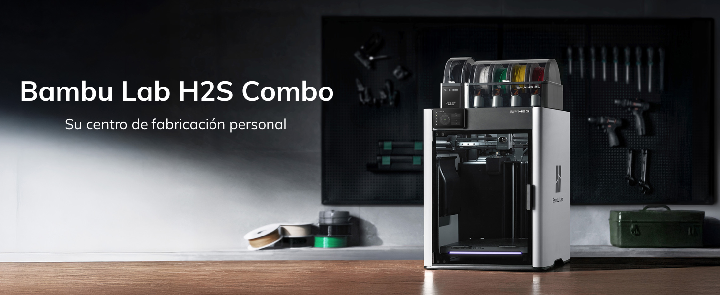 El Bambu Lab H2S Combo redefine el estándar de la impresión 3D profesional al integrar una potencia excepcional con una versatilidad sin precedentes. Este sistema de alto rendimiento está diseñado para proyectos exigentes, combinando un hotend metálico que alcanza 350 °C con una cámara calefaccionada a 65 °C, lo que lo hace ideal para trabajar con materiales de ingeniería de alta complejidad. Su volumen de impresión de 340 × 320 × 340 mm permite crear piezas grandes sin sacrificar el detalle. La verdadera revolución reside en el sistema AMS 2 Pro integrado, que automatiza por completo los cambios de filamento y color, permitiendo imprimir en múltiples materiales con una fluidez que reduce drásticamente los tiempos de producción y garantiza resultados impecables y consistentes.